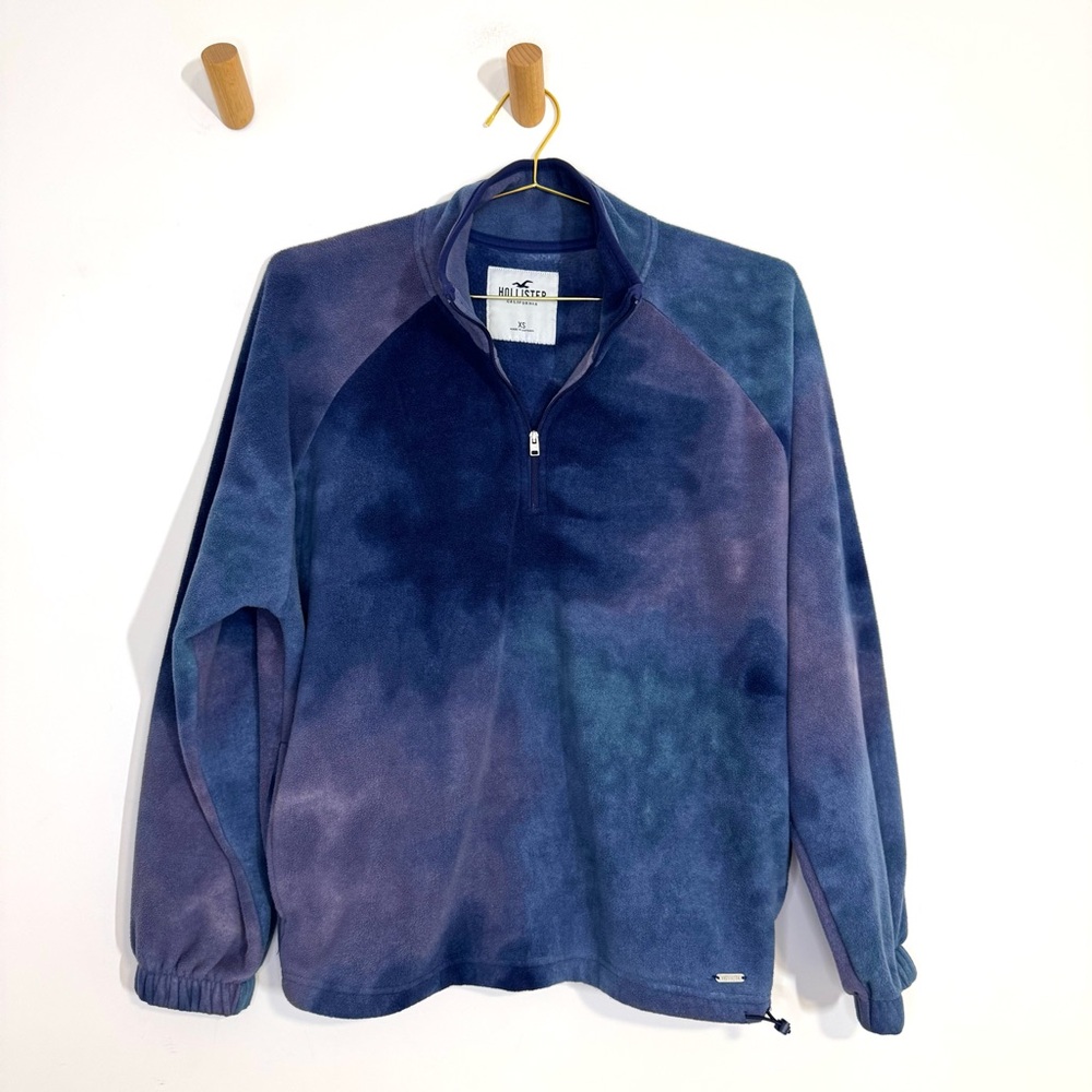 Hollister Space Tie Dye Fleece Quarter Zip Up Sweater Blue & Purple Women’s XS